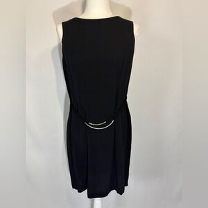 Vintage Sheri Martin New York Black Midi Dress with Attached Belt